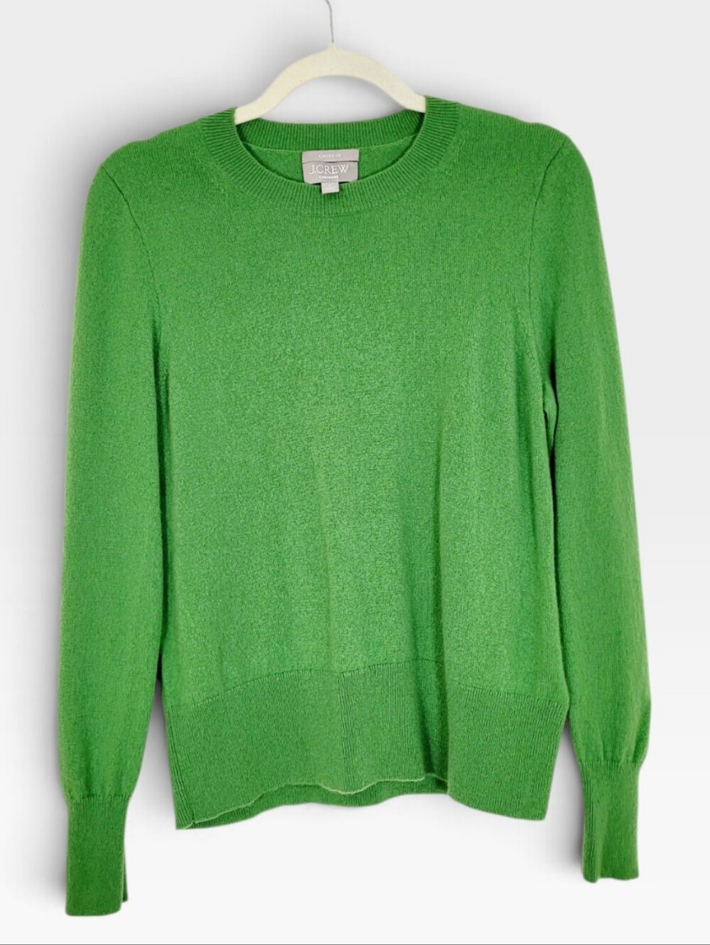 J.CREW Cashmere Classic Fit Crewneck Sweater Shamrock Green Medium - Picture 2 of 8